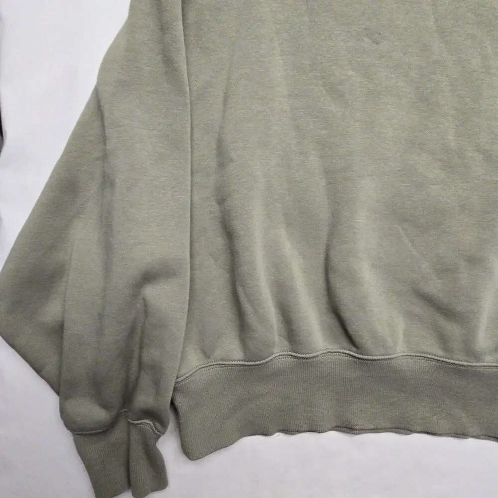 Nike Crew Neck Cropped Sweatshirt Olive Green Womens L Oversized Pullover Casual